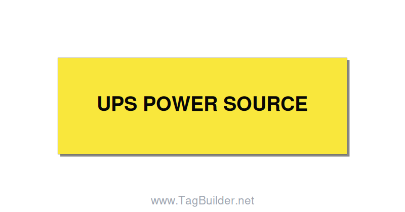 3.0x1.0" Safety Label - UPS POWER SOURCE, Black/Yellow, Holes