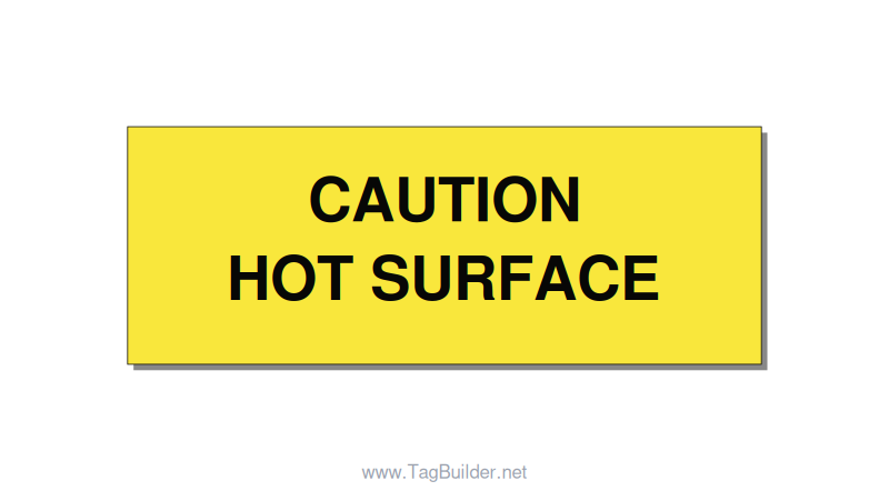 4.0x1.5" Caution Safety Label - CAUTION HOT SURFACE, Black/Yellow, Adhesive