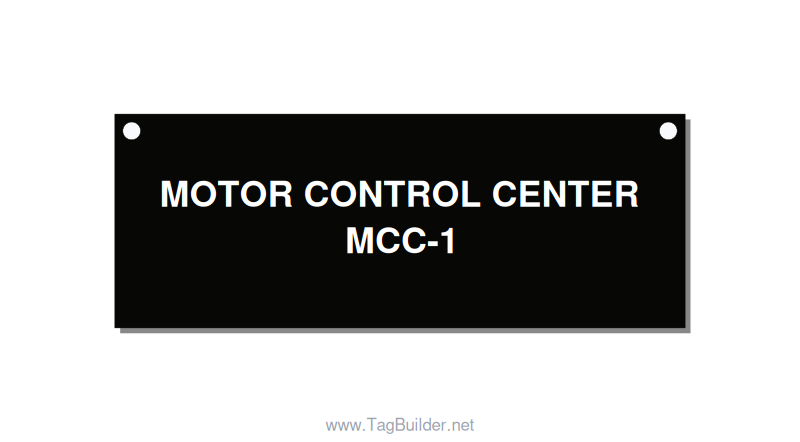 4.0x1.5" Motor Control Label - MOTOR CONTROL CENTER MCC-, White/Black, Holes