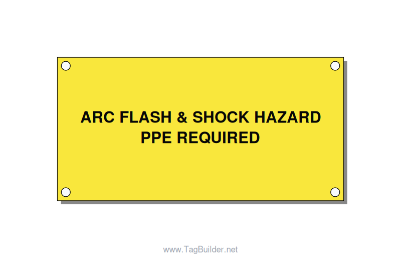 4.0x2.0" Arc Flash Safety Label - ARC FLASH & SHOCK HAZARD , Black/Yellow, Holes