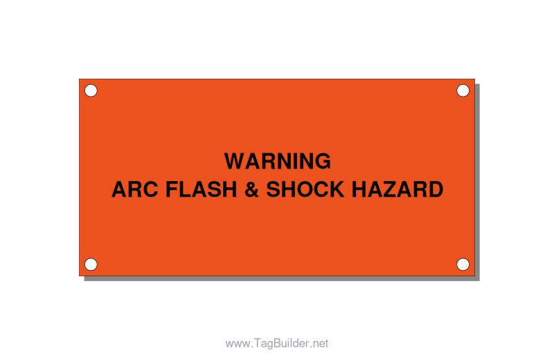 4.0x2.0" Arc Flash Safety Label - WARNING ARC FLASH & SHOCK, Black/Orange, Holes