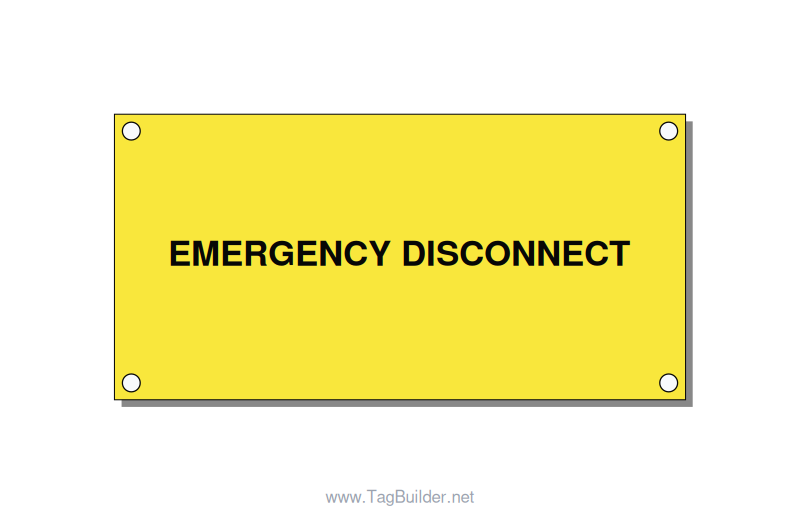 4.0x2.0" Disconnect Switch Label - EMERGENCY DISCONNECT, Black/Yellow, Holes