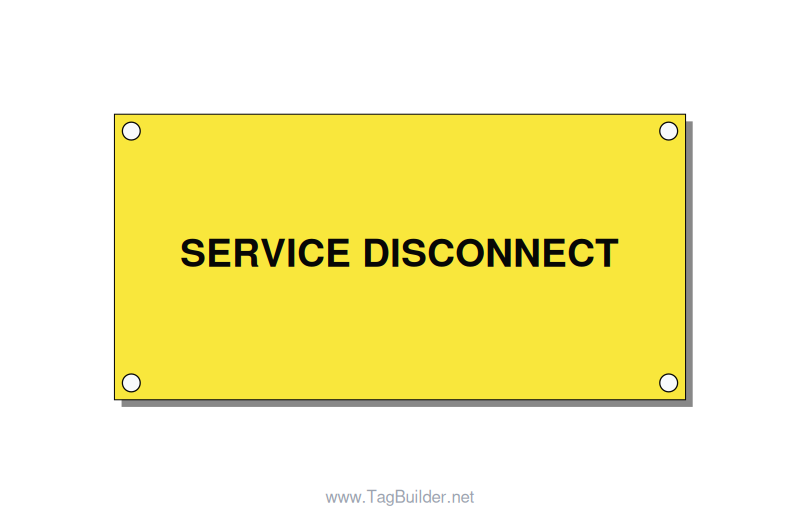 4.0x2.0" Disconnect Switch Label - SERVICE DISCONNECT, Black/Yellow, Holes