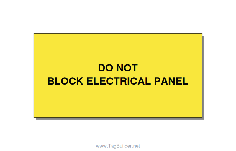 4.0x2.0" Electrical Safety Label - DO NOT BLOCK ELECTRICAL P, Black/Yellow, Adhe