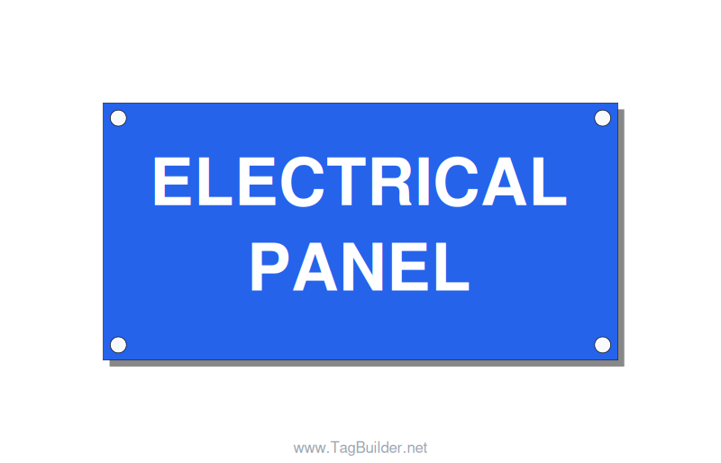 4.0x2.0" Electrical Safety Label - ELECTRICAL PANEL, White/Blue, Holes
