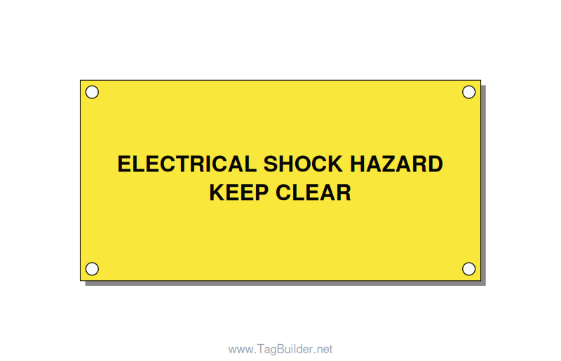 4.0x2.0" Electrical Safety Label - ELECTRICAL SHOCK HAZARD K, Black/Yellow, Hole