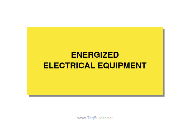4.0x2.0" Electrical Safety Label - ENERGIZED ELECTRICAL EQUI, Black/Yellow, Adhe