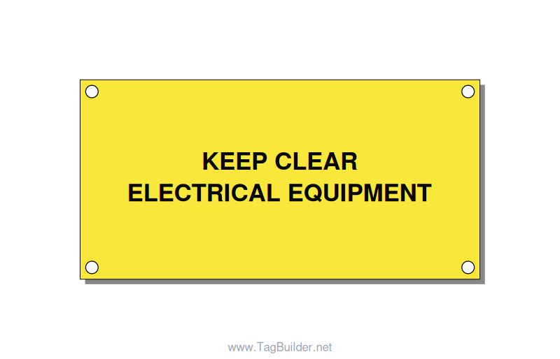 4.0x2.0" Electrical Safety Label - KEEP CLEAR ELECTRICAL EQU, Black/Yellow, Hole