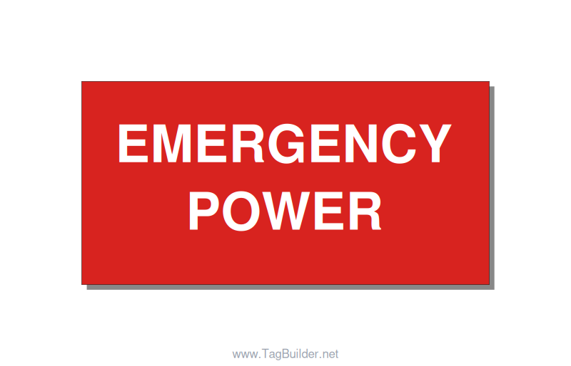 4.0x2.0" Emergency Safety Label - EMERGENCY POWER, White/Red, Adhesive