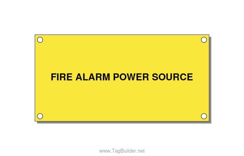 4.0x2.0" Fire Safety Label - FIRE ALARM POWER SOURCE, Black/Yellow, Holes