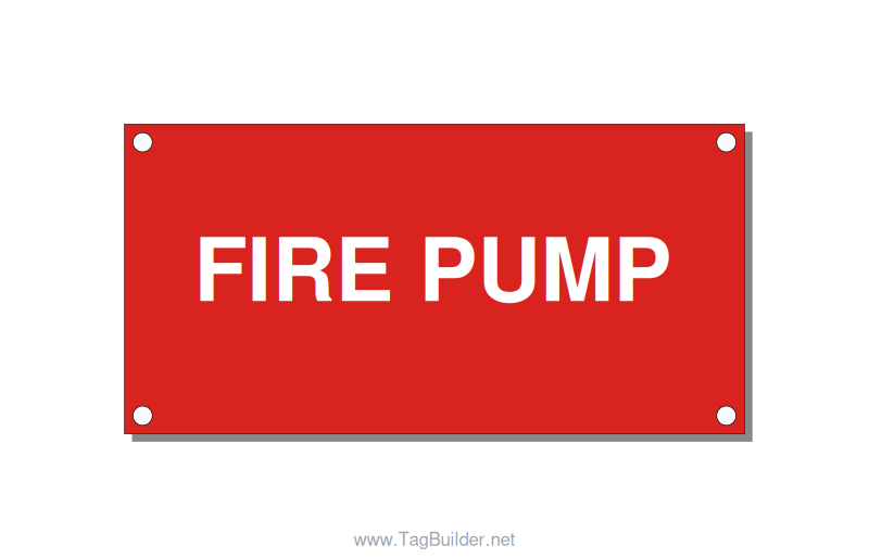4.0x2.0" Fire Safety Label - FIRE PUMP, White/Red, Holes