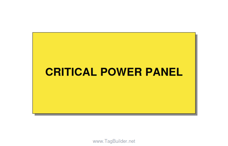 4.0x2.0" Panel Identification Label - CRITICAL POWER PANEL, Black/Yellow, Adhesi
