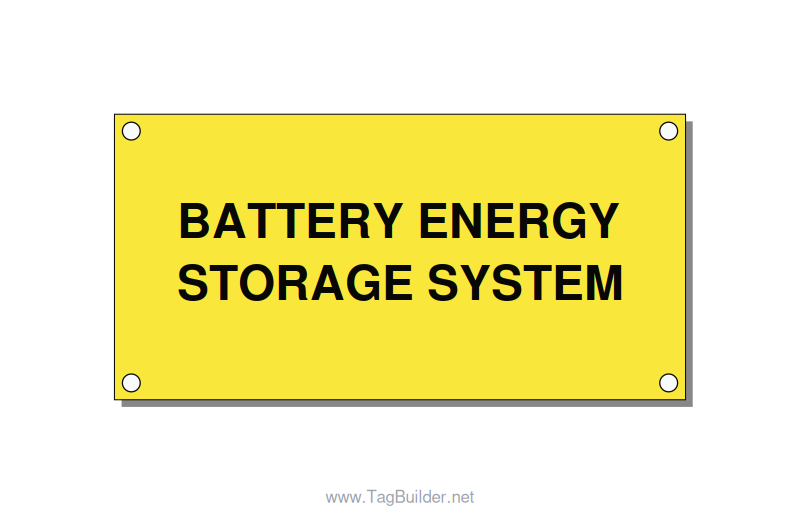 4.0x2.0" Safety Label - BATTERY ENERGY STORAGE SY, Black/Yellow, Holes