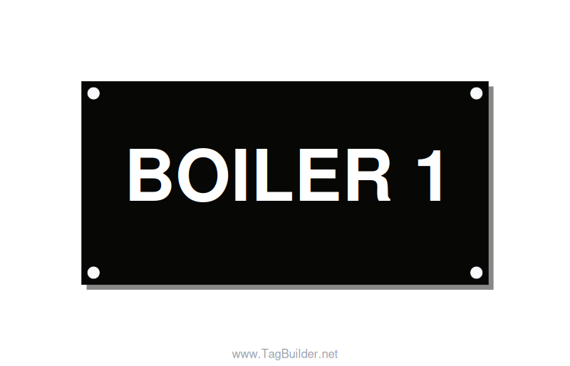 4.0x2.0" Safety Label - BOILER 1, White/Black, Holes