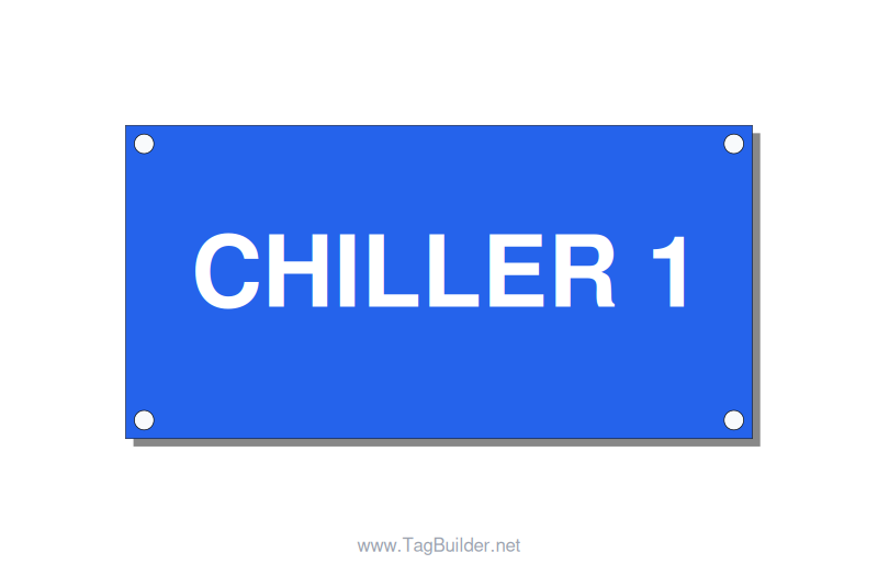 4.0x2.0" Safety Label - CHILLER 1, White/Blue, Holes