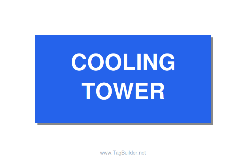 4.0x2.0" Safety Label - COOLING TOWER, White/Blue, Adhesive