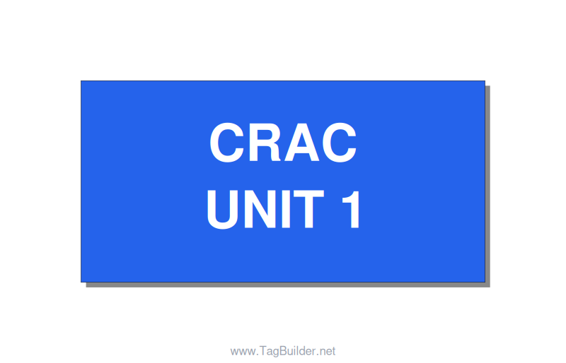 4.0x2.0" Safety Label - CRAC UNIT 1, White/Blue, Adhesive