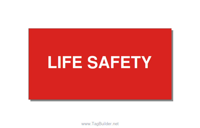 4.0x2.0" Safety Label - LIFE SAFETY, White/Red, Adhesive
