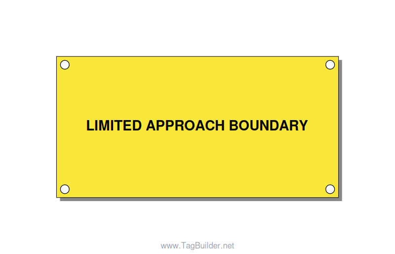 4.0x2.0" Safety Label - LIMITED APPROACH BOUNDARY, Black/Yellow, Holes