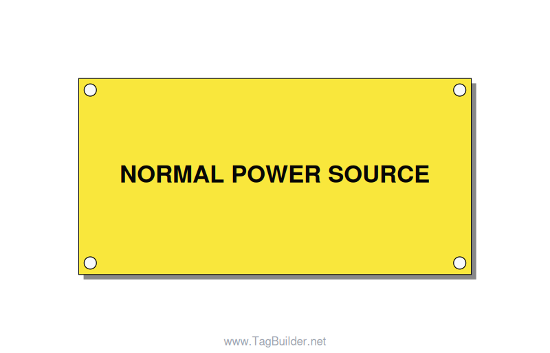 4.0x2.0" Safety Label - NORMAL POWER SOURCE, Black/Yellow, Holes