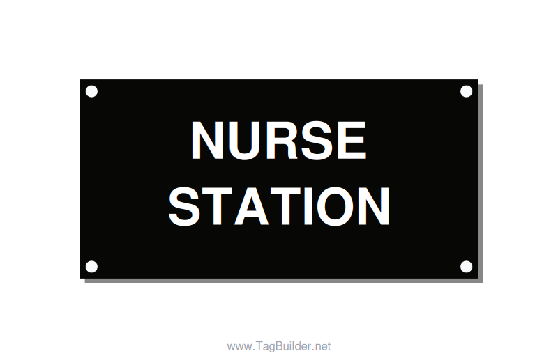 4.0x2.0" Safety Label - NURSE STATION, White/Black, Holes