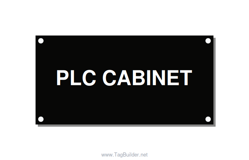 4.0x2.0" Safety Label - PLC CABINET, White/Black, Holes