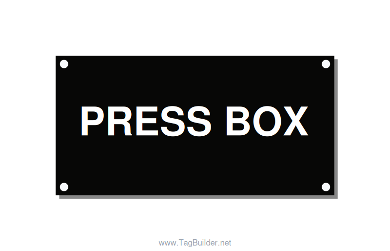 4.0x2.0" Safety Label - PRESS BOX, White/Black, Holes