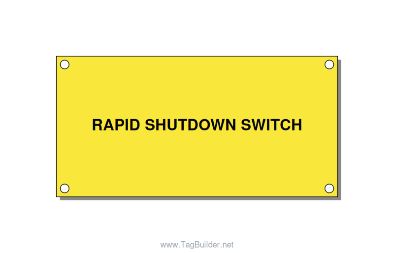4.0x2.0" Safety Label - RAPID SHUTDOWN SWITCH, Black/Yellow, Holes