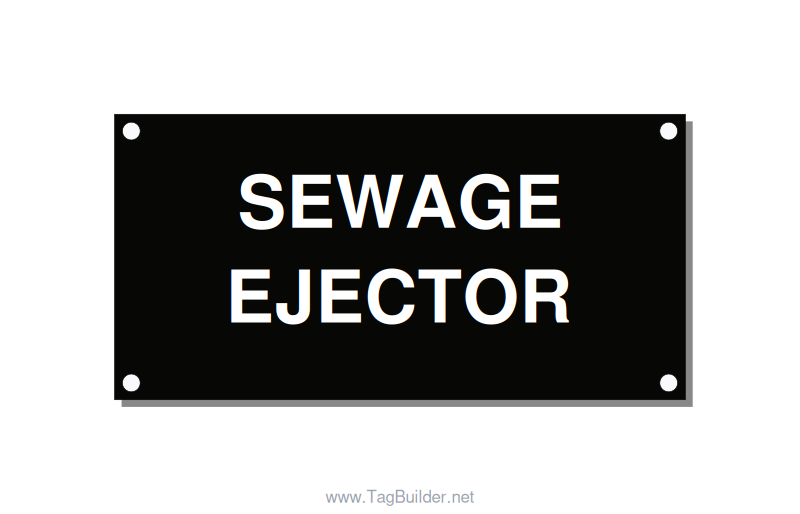 4.0x2.0" Safety Label - SEWAGE EJECTOR, White/Black, Holes