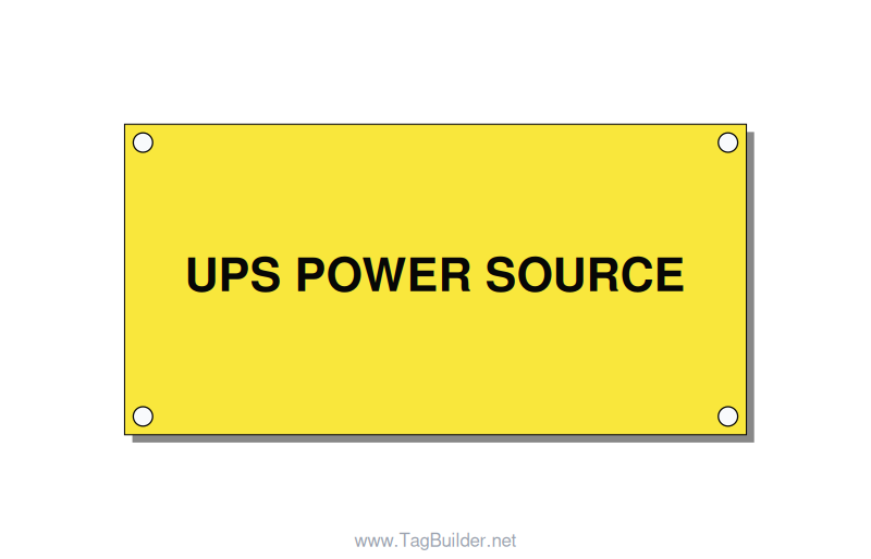 4.0x2.0" Safety Label - UPS POWER SOURCE, Black/Yellow, Holes