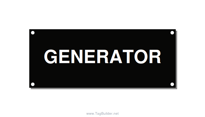 5.0x2.0" Generator Equipment Label - GENERATOR, White/Black, Holes