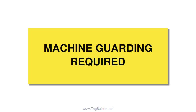 5.0x2.0" Safety Label - MACHINE GUARDING REQUIRED, Black/Yellow, Adhesive