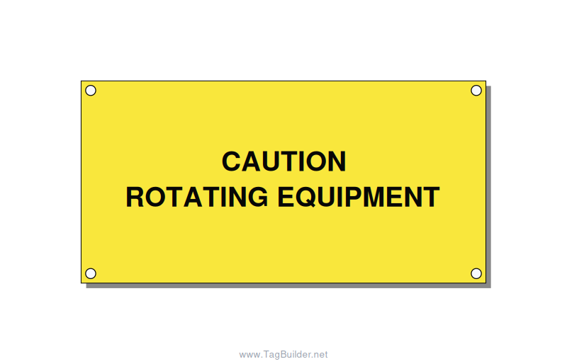5.0x2.5" Caution Safety Label - CAUTION ROTATING EQUIPMEN, Black/Yellow, Holes
