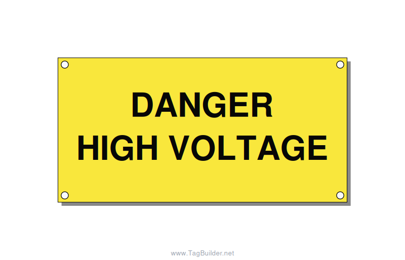 5.0x2.5" High Voltage Warning Sign - DANGER HIGH VOLTAGE, Black/Yellow, Holes