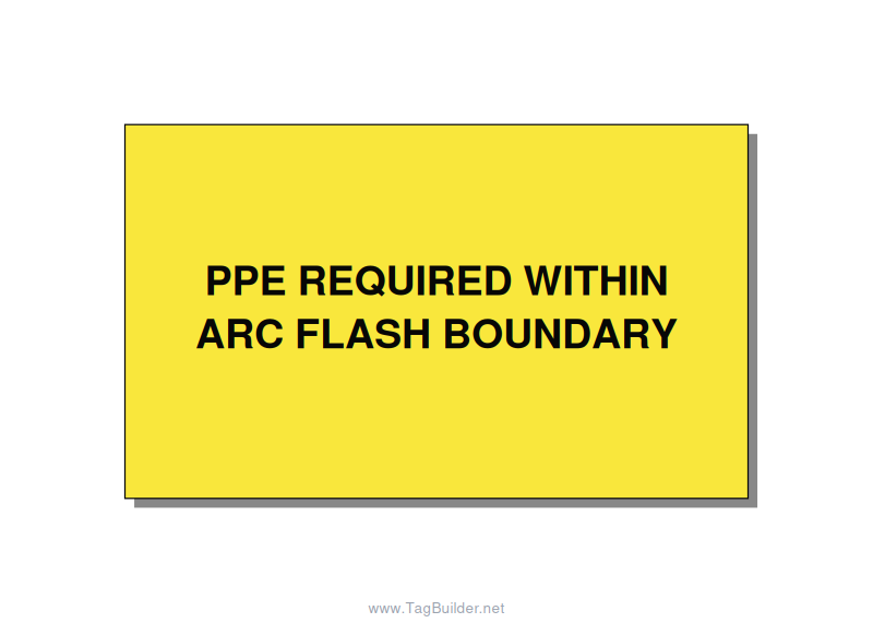 5.0x3.0" Arc Flash Safety Label - PPE REQUIRED WITHIN ARC F, Black/Yellow, Adhes