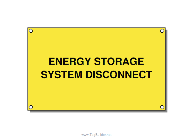 5.0x3.0" Disconnect Switch Label - ENERGY STORAGE SYSTEM DIS, Black/Yellow, Hole