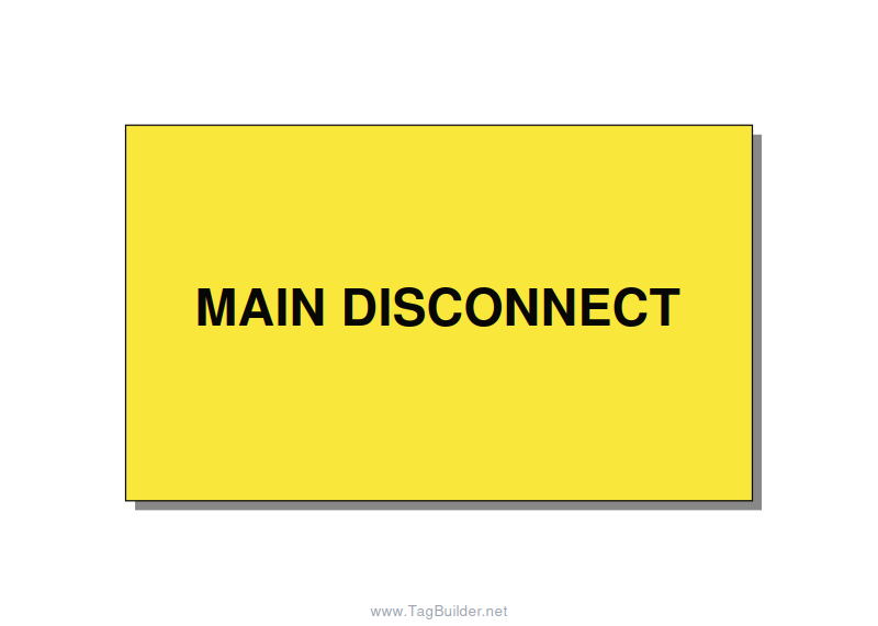 5.0x3.0" Disconnect Switch Label - MAIN DISCONNECT, Black/Yellow, Adhesive