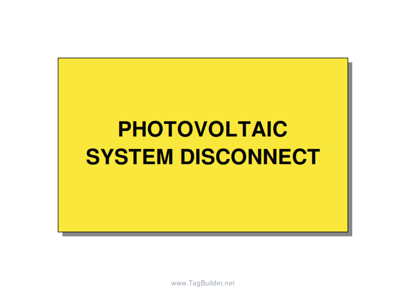 5.0x3.0" Disconnect Switch Label - PHOTOVOLTAIC SYSTEM DISCO, Black/Yellow, Adhe