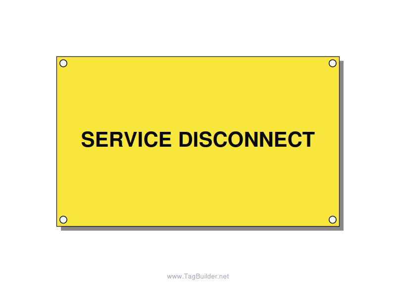 5.0x3.0" Disconnect Switch Label - SERVICE DISCONNECT, Black/Yellow, Holes