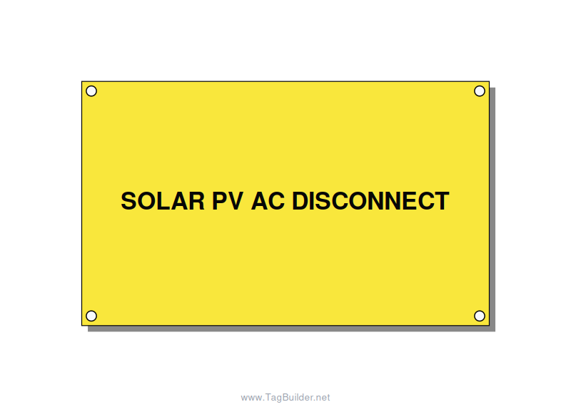 5.0x3.0" Disconnect Switch Label - SOLAR PV AC DISCONNECT, Black/Yellow, Holes