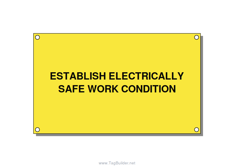 5.0x3.0" Electrical Safety Label - ESTABLISH ELECTRICALLY SA, Black/Yellow, Hole