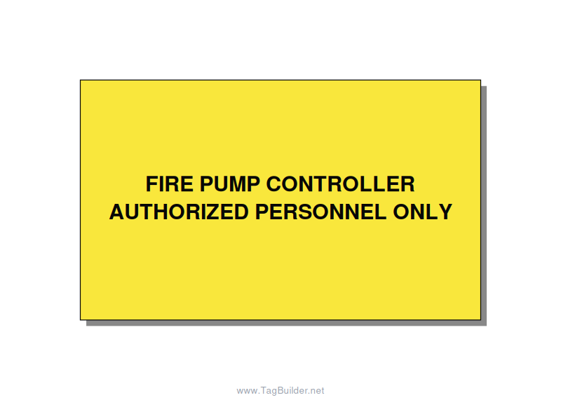 5.0x3.0" Fire Safety Label - FIRE PUMP CONTROLLER AUTH, Black/Yellow, Adhesive