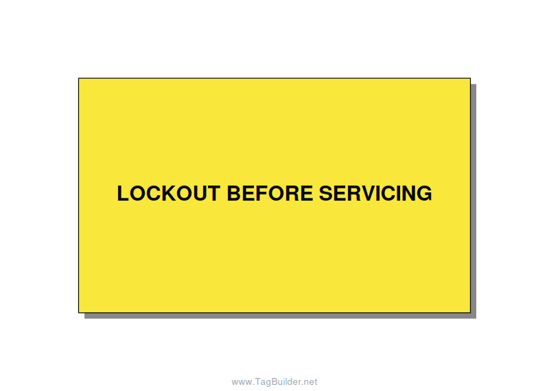 5.0x3.0" Lockout Tagout Label - LOCKOUT BEFORE SERVICING, Black/Yellow, Adhesive