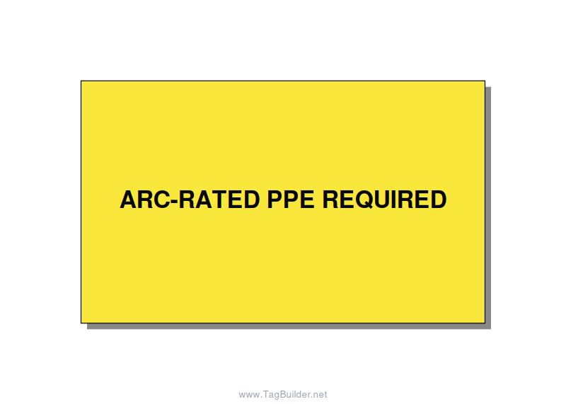 5.0x3.0" PPE Required Sign - ARC-RATED PPE REQUIRED, Black/Yellow, Adhesive