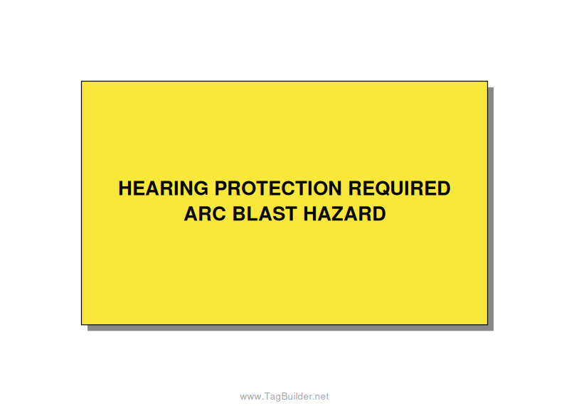 5.0x3.0" Safety Label - HEARING PROTECTION REQUIR, Black/Yellow, Adhesive