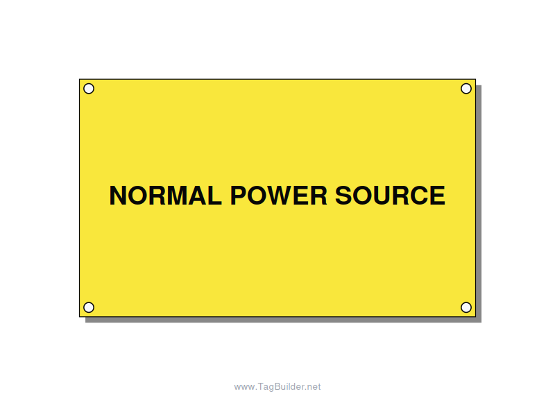 5.0x3.0" Safety Label - NORMAL POWER SOURCE, Black/Yellow, Holes