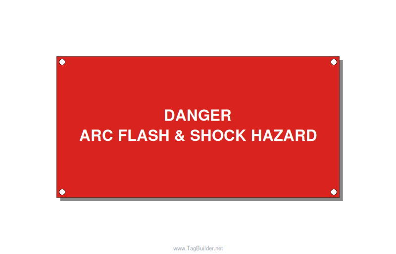 6.0x3.0" Arc Flash Safety Label - DANGER ARC FLASH & SHOCK , White/Red, Holes