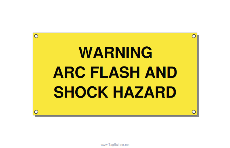 6.0x3.0" Arc Flash Safety Label - WARNING ARC FLASH AND SHO, Black/Yellow, Holes