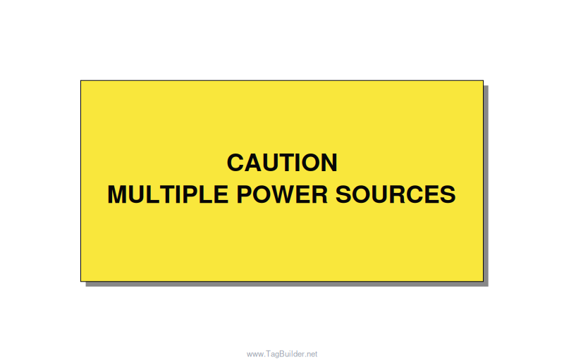 6.0x3.0" Caution Safety Label - CAUTION MULTIPLE POWER SO, Black/Yellow, Adhesiv
