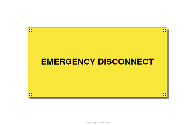 6.0x3.0" Disconnect Switch Label - EMERGENCY DISCONNECT, Black/Yellow, Holes